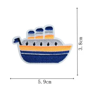 Details of the cruise ship embroidery patch, perfect for DIY clothing, bags and phone cases.