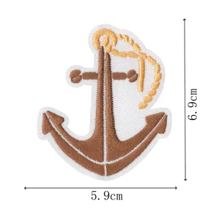Anchor embroidery patch for DIY clothing, bags, and phone cases. Measures 6.9x5.9cm.