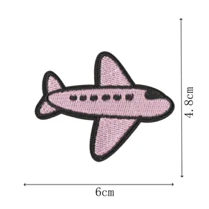 Cute pink airplane embroidery patch for clothing bags and shoes decorative DIY accessories