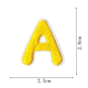 Yellow letter A embroidery patch mini DIY decorative clothing accessory iron on patch badge.