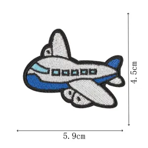Cute cartoon airplane embroidery patch iron on badge for clothing bags accessories