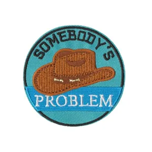 Round cowboy hat embroidered patch for clothing accessories iron on decorative badge.