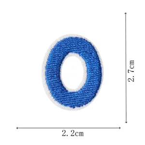 Blue number zero embroidered patch iron on clothing DIY accessory 2.7x2.2cm decoration fabric applique