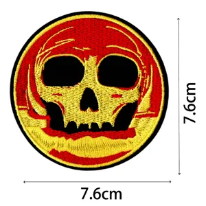 Music skull embroidered patch for jacket clothing DIY decorative cool rock punk badge