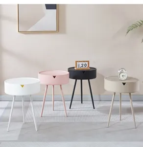 Minimalist round side table for living room and bedroom, modern small accent coffee table.