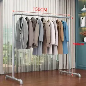 Robuster Industrie-Rohr Kleiderständer freistehend Garderobenständer Kleiderstange 150cm lang