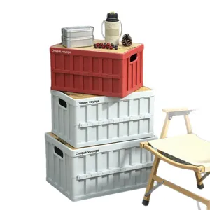 Outdoor folding camping storage box car trunk organizer picnic collapsible storage crate.
