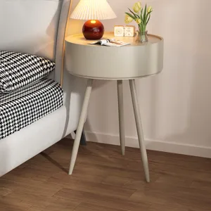 Nordic Plastic Small Round Coffee Table Minimalist Storage Table Modern Living Room Sofa Side Table Cream Bedside Table