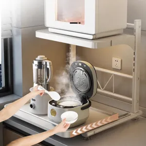 Kitchen storage shelf microwave oven rack multi-functional pull-out storage stand