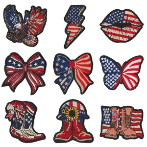 American Flag Theme Embroidered Iron On Patch DIY Clothing Decorative Applique