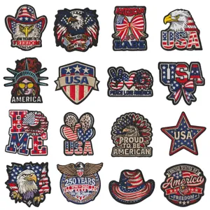 American Flag Eagle Embroidered Patches Statue of Liberty USA Patriotic DIY Iron On Badge Applique For Clothing Jackets Hats