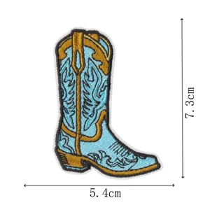 Western Cowboy Stiefel bestickter Aufnäher Bügelbild für Kleidung Jacken DIY 7.3cm