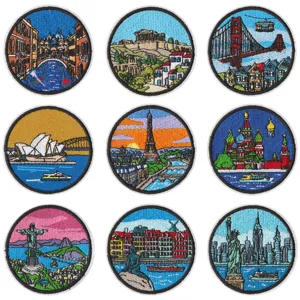 World City Landmarks Embroidery Patches Iron On Decorative Badge Applique For Clothes Jackets Backpacks Travel Souvenir