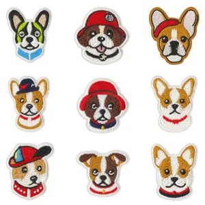 Cute dog cartoon embroidery patches set, perfect for jackets jeans DIY repair badges.