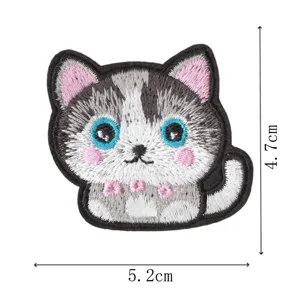 Magnifique patch brodé chat thermocollant accessoire vêtement DIY appliqué détail