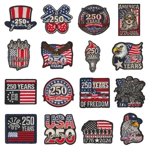 USA 250th Anniversary Embroidered Patches Statue of Liberty Eagle American Flag Iron On Sew On Patches