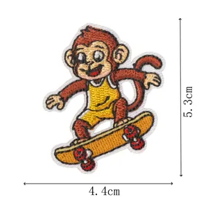 Cute cartoon monkey skateboard embroidery patch clothing DIY iron on decorative badge accessory