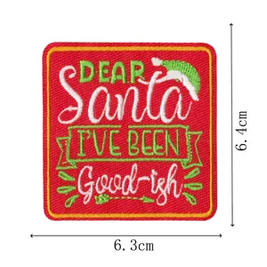 Christmas Santa embroidered patch decorative badge for clothing apparel accessories detail view