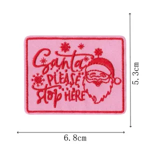 Retro Christmas Santa embroidered cloth patch for clothing, hats, bags, and holiday decor.
