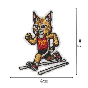Cute competitive sports animal embroidery patch, apparel and hat iron-on badge accessory.