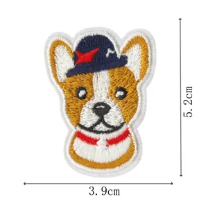 Cute puppy dog head embroidered patch cartoon animal badge for clothing repair and decoration