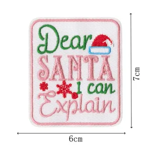 Christmas embroidery patch Santa Claus clothes hat badge DIY decorative accessories 6x7cm