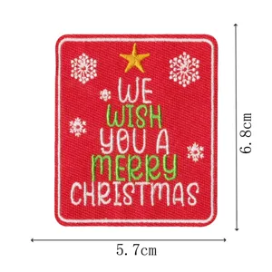 Christmas embroidered patch red festive holiday DIY clothing accessory iron-on badge decor