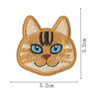 Cute cartoon cat head embroidered patch iron on clothing repair badge apparel accessory appliques