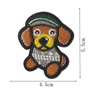 Bonito parche bordado de perrito de dibujos animados para decorar ropa y bolsos DIY.