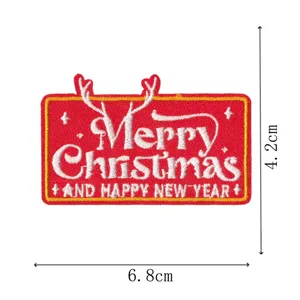 Christmas English embroidered patch holiday slogan iron-on badge for kids hoodie decor