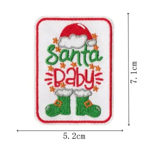 Christmas Santa Claus embroidered patch, festive holiday DIY badge for clothing and apparel.