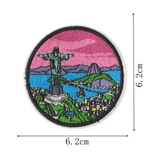 Embroidered Christ the Redeemer patch Rio de Janeiro landmark iron on badge clothing accessory 6.2cm