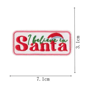 Christmas embroidered patch iron on badge applique with I believe in Santa slogan design