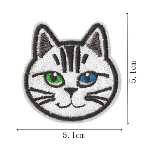 Cute cat embroidery patch iron on badge appliques DIY clothing repair accessory 5.1cm