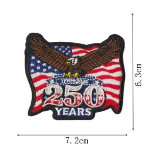 US 250th Anniversary Embroidered Patch American Flag Eagle Badge Applique DIY Clothing Decor