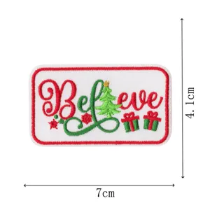 Christmas embroidered patch Believe decorative badge iron on holiday sewing appliques 7x4cm