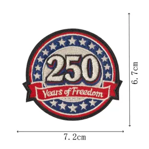 US 250th Anniversary embroidered patch, patriotic stars and stripes badge for clothing.