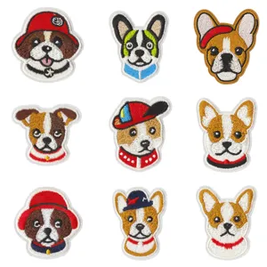 Cute dog embroidery patches set, cartoon cute puppy animal clothing repair badges for jeans.