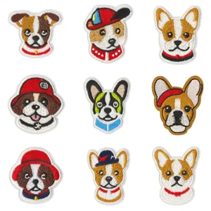 Cute dog embroidered patches, cartoon puppy iron-on badges for backpacks, jeans repair.