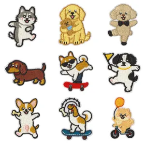 Cute Cartoon Dog Embroidery Patch Iron On Sew On Applique DIY Decorative Patch for Clothes Backpack Jeans