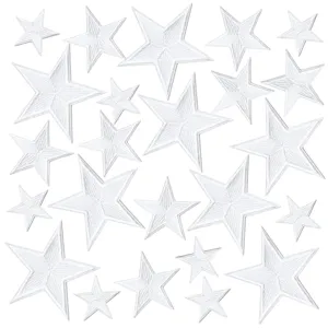 White Five Pointed Star Embroidery Patches Iron On Sew On Applique Badge Cloth DIY Clothing Hat Accessories