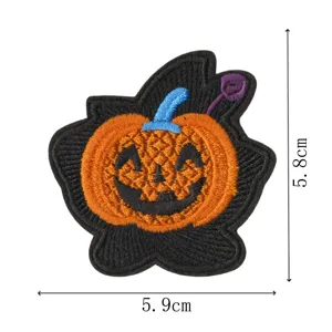 Halloween pumpkin embroidery patch clothing decoration iron on DIY badge applique spooky decor