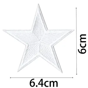 White star embroidered patch detail view, showing fine stitch texture and precise dimensions.