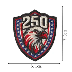 Écusson Brodé Bouclier Aigle Américain 250e Anniversaire Badge Tactique Drapeau US