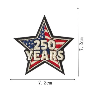 Écusson brodé étoile du 250e anniversaire des USA, badge drapeau américain pour vêtements et sacs.