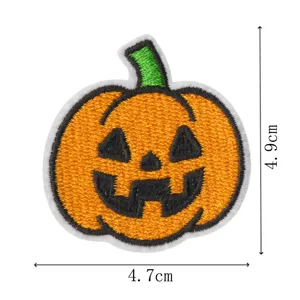 Halloween Zucca Ricamo Toppa Termoadesiva Fantasma spettrale Decorazione DIY 4.9cm