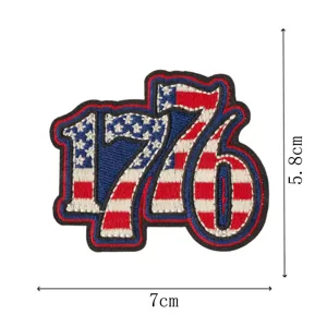Drapeau americain 1776 patch brode etoiles rayures ecusson vetement patriotique 7x5.8cm