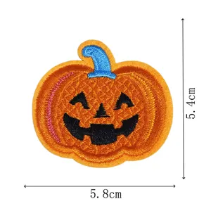 Halloween pumpkin embroidery patch iron-on cute spooky clothing accessory DIY badge 5.8cm