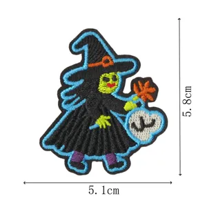 Halloween witch embroidered patch cute spooky holiday DIY clothing accessory iron on badge