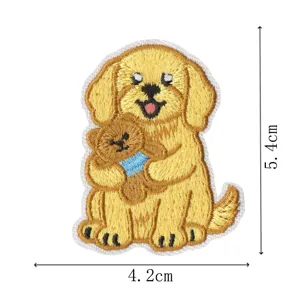 Cute golden retriever puppy embroidered patch, perfect for DIY clothing and backpack decoration.